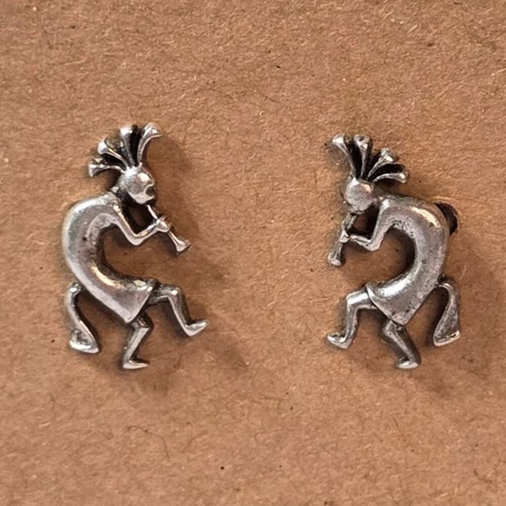 Kokopelli Stud Earrings Sterling Silver Signed – Southwestern Classic